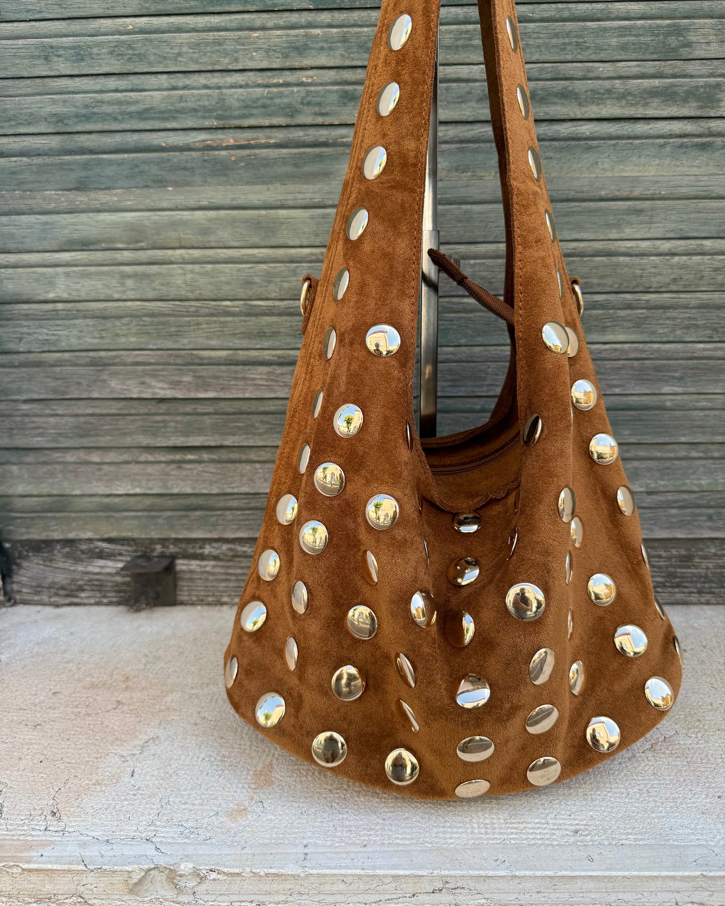 Borsa Borchie Small Camel