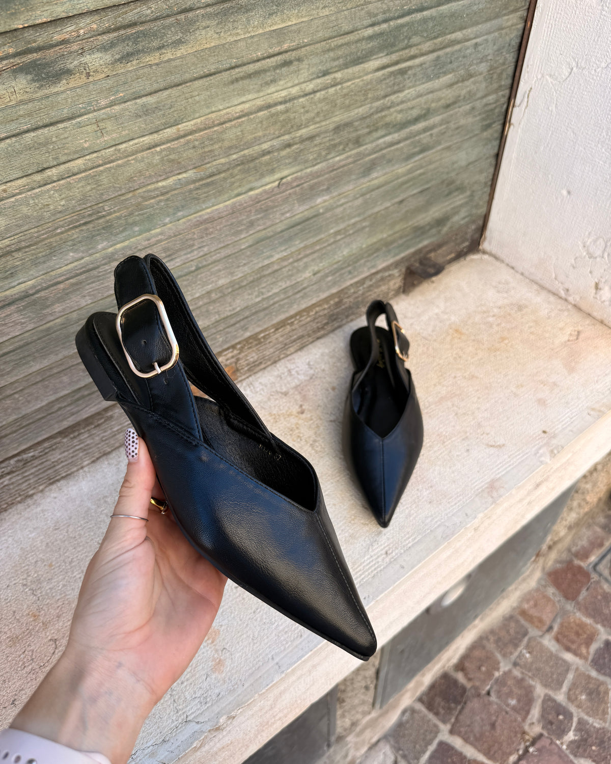 Ballerina Ambra effetto pelle Nero