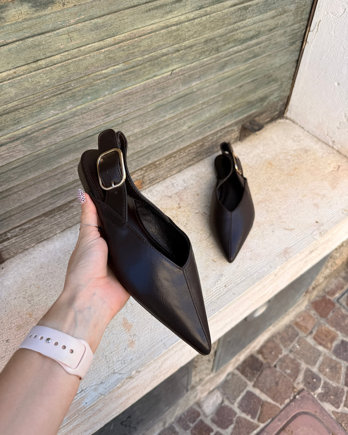 Ballerina Ambra effetto pelle Brown