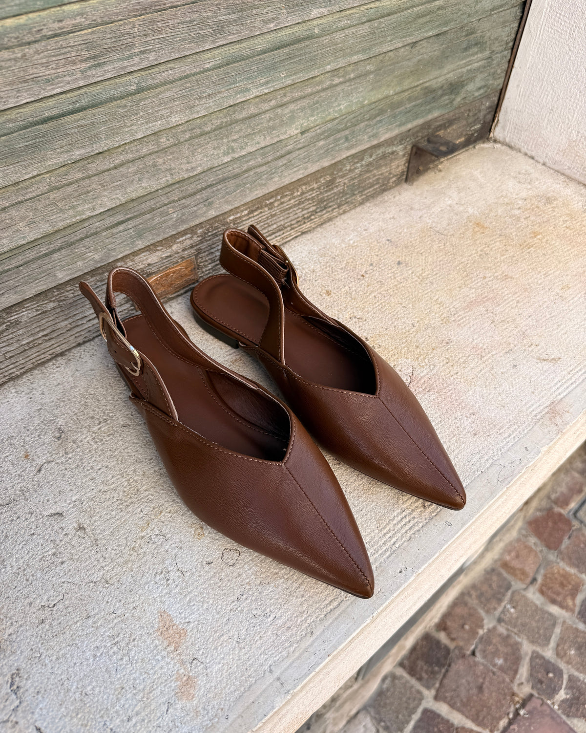 Ballerina Ambra effetto pelle Camel