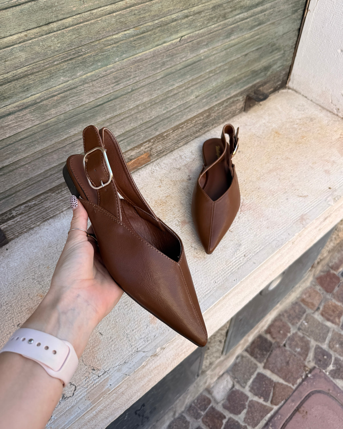 Ballerina Ambra effetto pelle Camel
